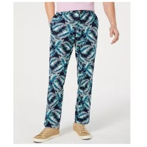Palm Print, Regular Fit Stretch Club Room Pants